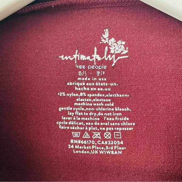 Free People Stretch Long Sleeve Top Maroon Sz XS/S - Picture 4 of 8